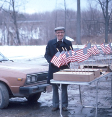 Al Cavalari Jr. selling American flags roadside on January 26, 1981