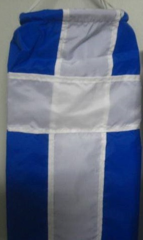 blue and white wind sock