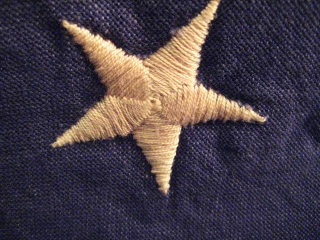 Tea Dyed embroidered Betsy Ross star