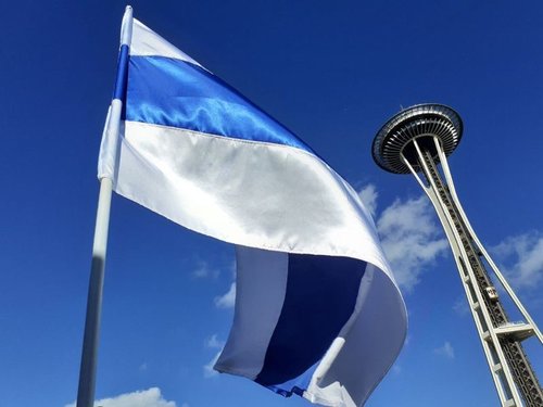 Blue and White Flag