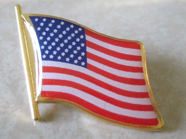 waving american flag pin